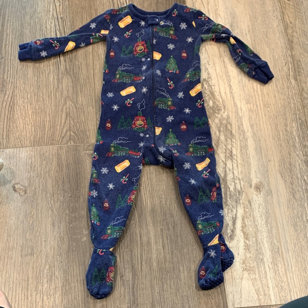 Gymboree Navy Train Print‎ Footie